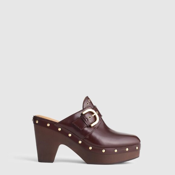 NWOT Madewell The Wes Leather Buckle-Strap Clog Shoes Brown Stained Rosewood - Picture 2 of 3